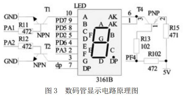 圖3 智能電批的數(shù)碼管顯示電路原理圖 圖3 智能電批的數(shù)碼管顯示電路原理圖